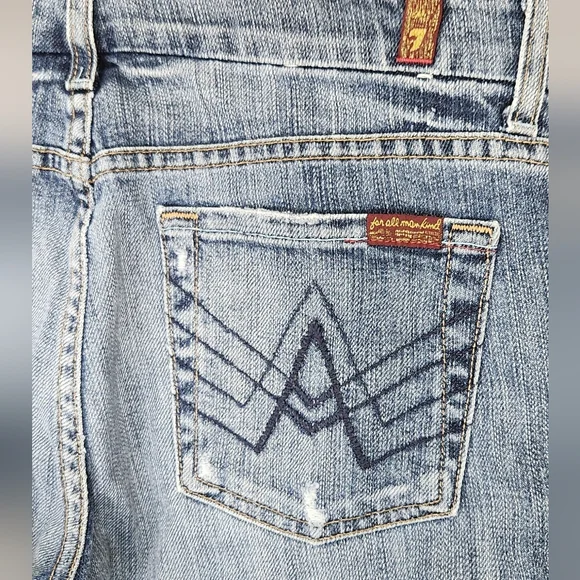 7 For All Mankind A Pocket Low Rise Boot Cut Denim Jeans 28 Long - Picture 5 of 12